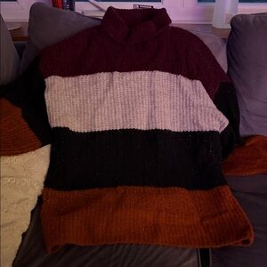 Express Multicolor Striped Turtleneck Sweater